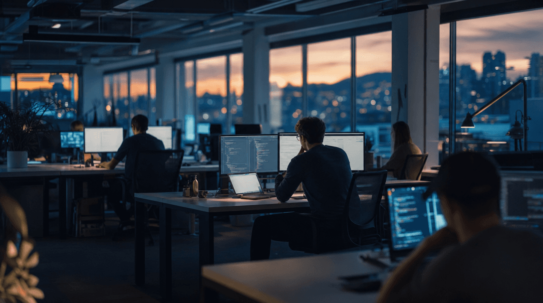Engineering floor running an AI agent development process end to end