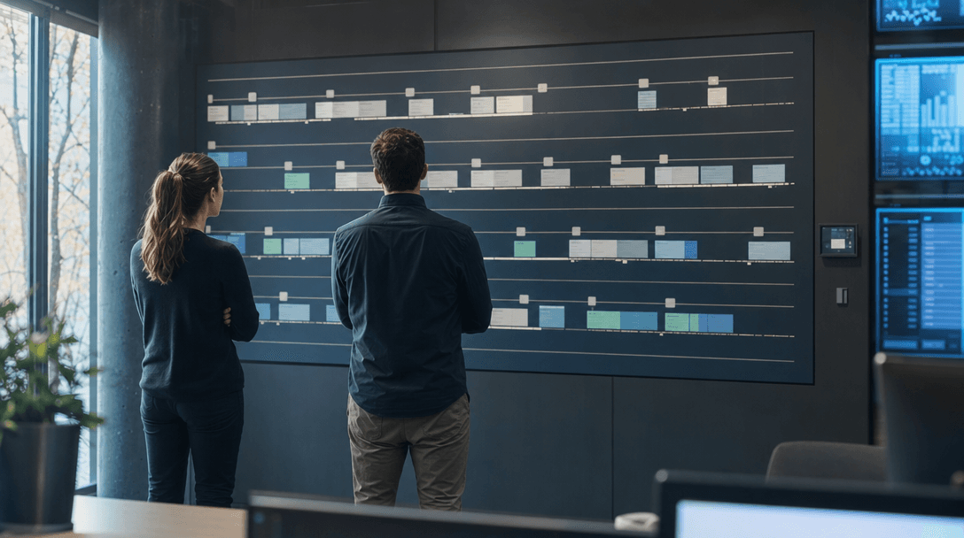 Consultant walking an enterprise team through an AI adoption roadmap