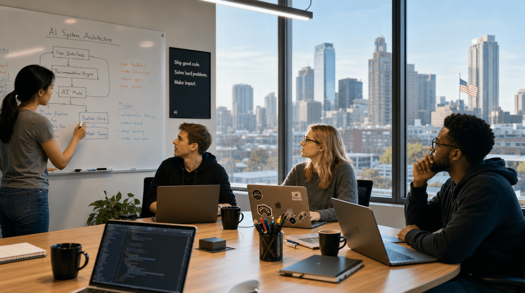 American AI development team in a modern US office — the team Metageeks USA clients work with