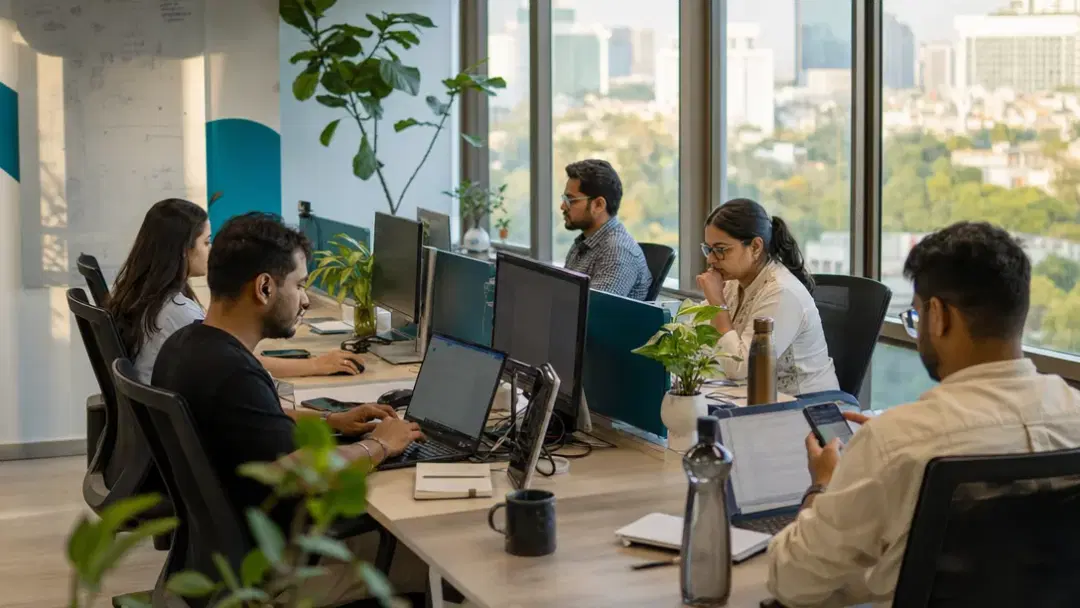 Software development company team working across web, mobile and cloud projects